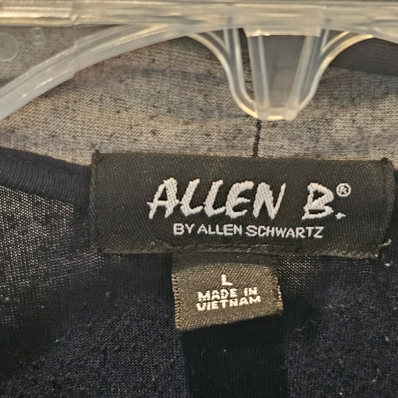 Allen B Navy And Gray Open-Front Vest With Ruffle Back Size L - Picture 9 of 10